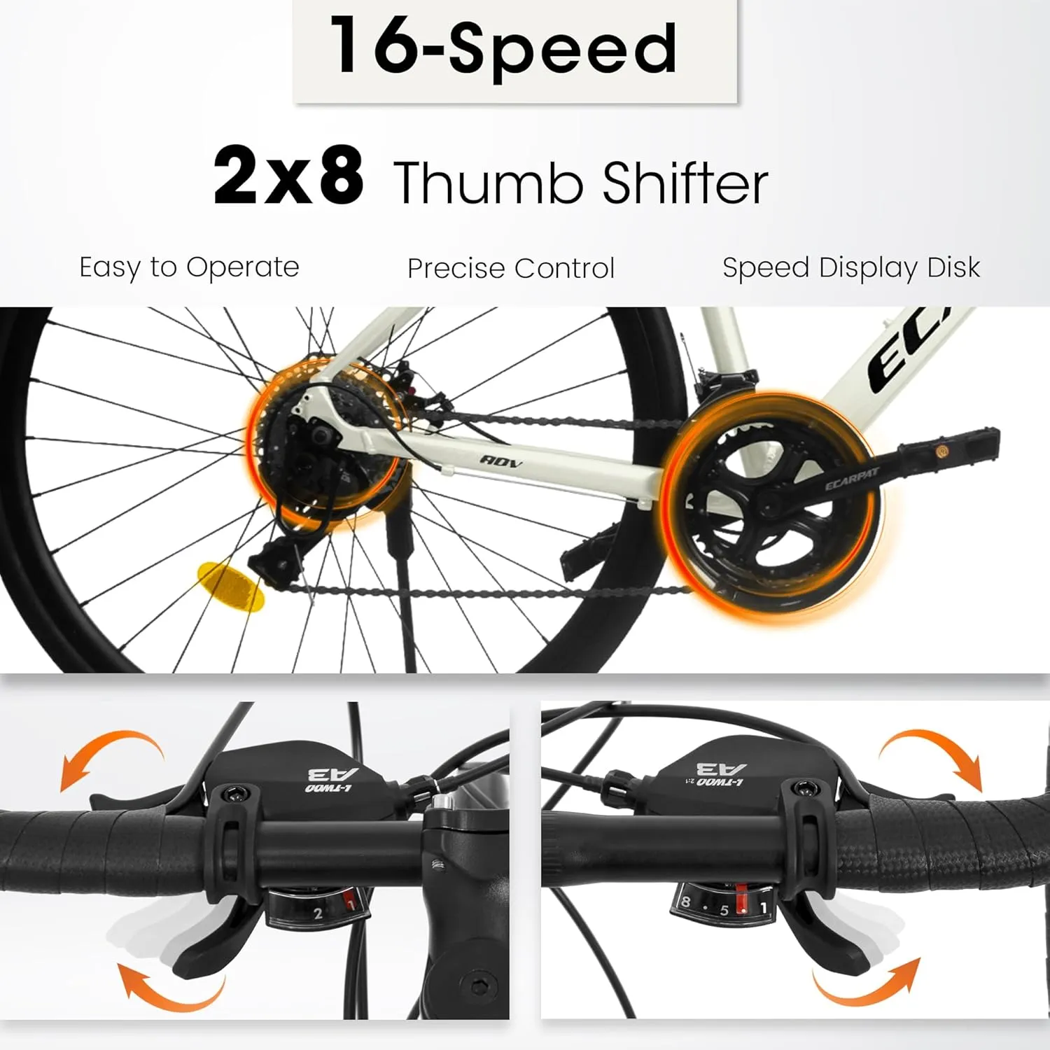 700C Road Bikes, 16 Speed, Commuting City Bicycles for Men Womens, Aluminum/Steel Frame, Hybrid Bike to School Work