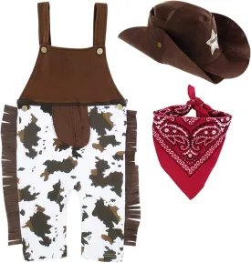 A&J DESIGN Baby Boys' Western Cowboy Romper Sets with Scarf and Hat