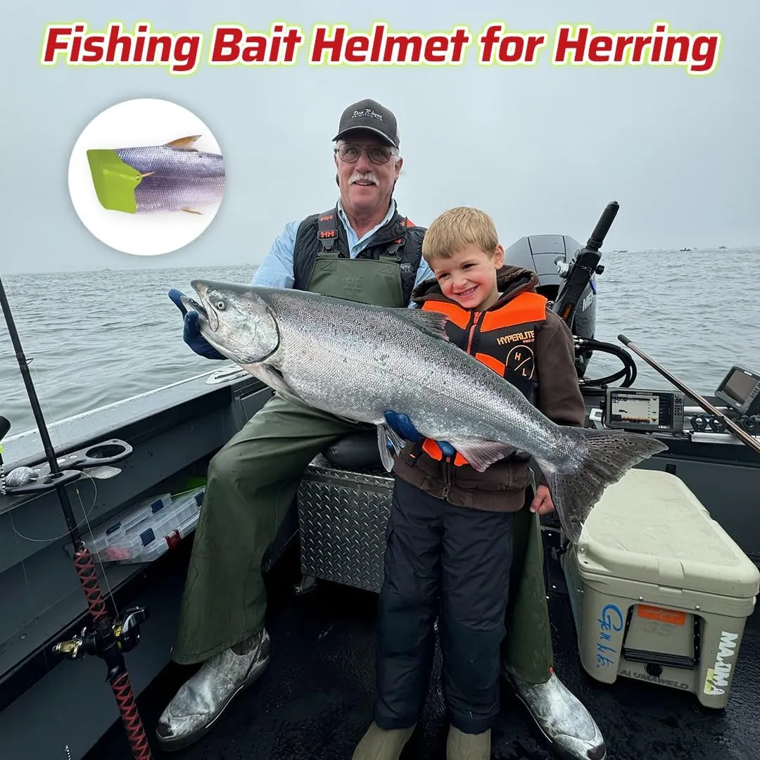 Bait Fish Lure Head - Fishing Bait Helmet for Herring, Anchovies, Sardines, and Minnows - UV Reactive, Cut Plug Spin (Pack of 3)