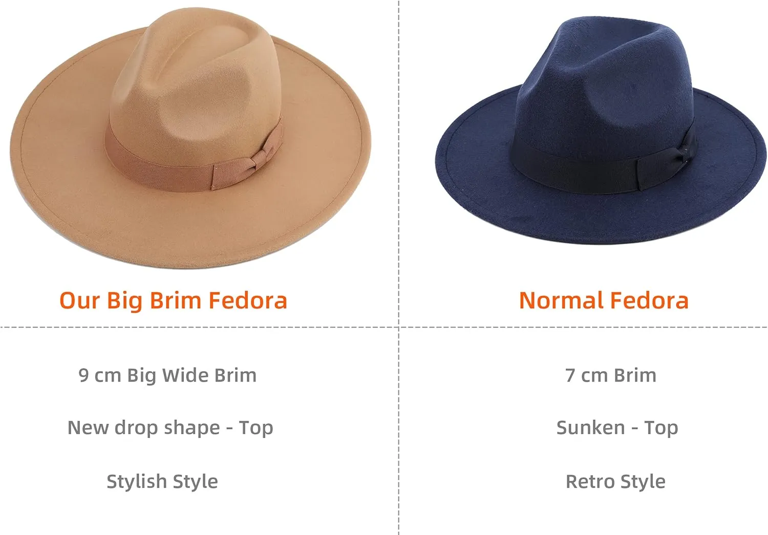 Big Wide Brim Women Fedora Hat