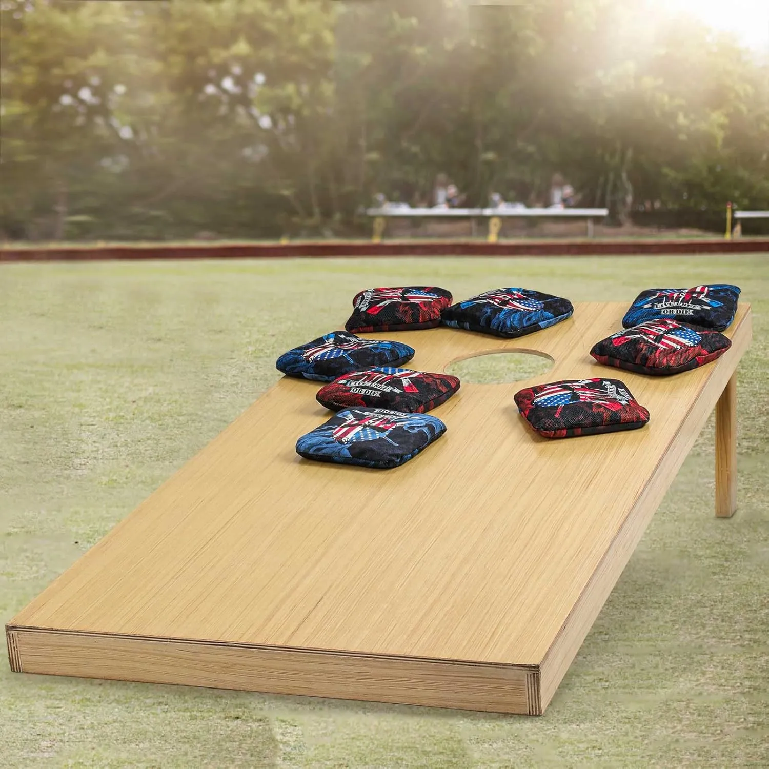 Cornhole Bags, Weather Resistant Dual Sided Slick and Stick Corn Hole Bean Bags Set of 8 for Toss Game with Carry Bag