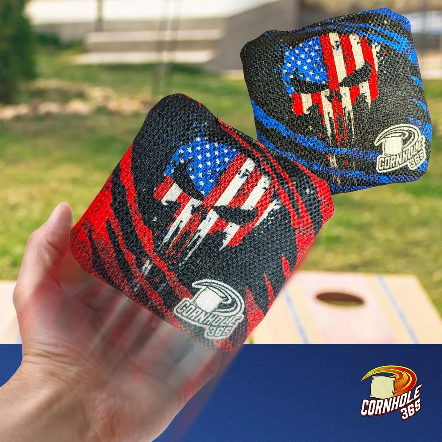 Cornhole365 - Stick & Slide - Professional Corn Hole Bag - Heavy-Duty Double-Stitched Polyester Fabric & Resin Filling for All-Weather - Versatile Regulation Size Cornhole Bean Bags - Set of 8