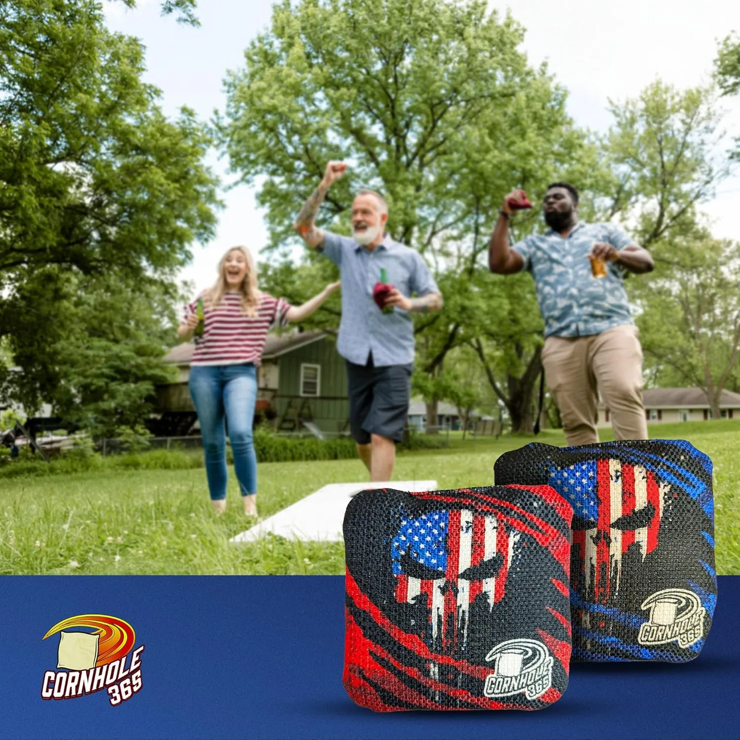 Cornhole365 - Stick & Slide - Professional Corn Hole Bag - Heavy-Duty Double-Stitched Polyester Fabric & Resin Filling for All-Weather - Versatile Regulation Size Cornhole Bean Bags - Set of 8