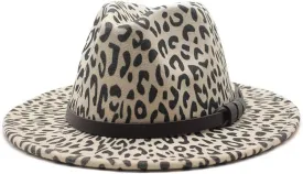 DHAEY Women's Fedora Hat Leopard Texture Hat Men's Jazz Hat Spring Female Hat Big Brim Hat Luopan Caps & Hats (Color : Beige, Size : 56-58cm)