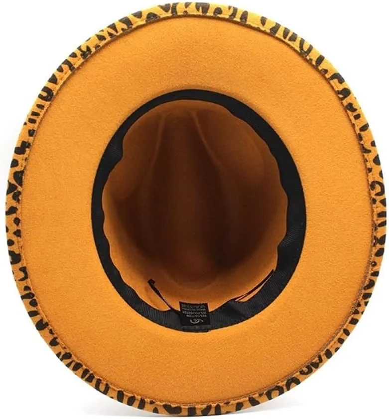 DHAEY Women's Fedora Hat Leopard Texture Hat Men's Jazz Hat Spring Female Hat Big Brim Hat Luopan Caps & Hats (Color : Beige, Size : 56-58cm)