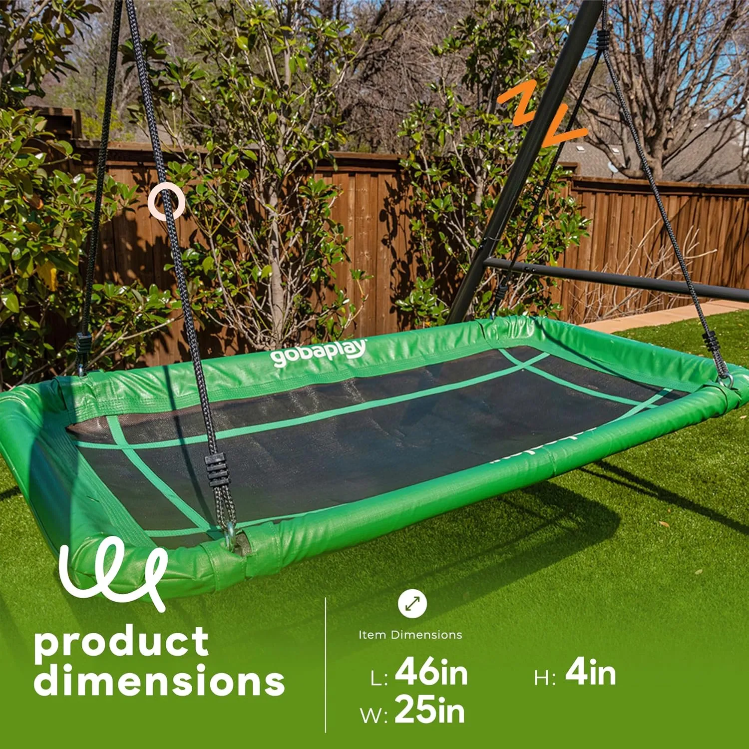 FlyMax Rectangle Tree Swing, 46" x 25" Outdoor Platform Saucer (Swingset Frame Not Included)