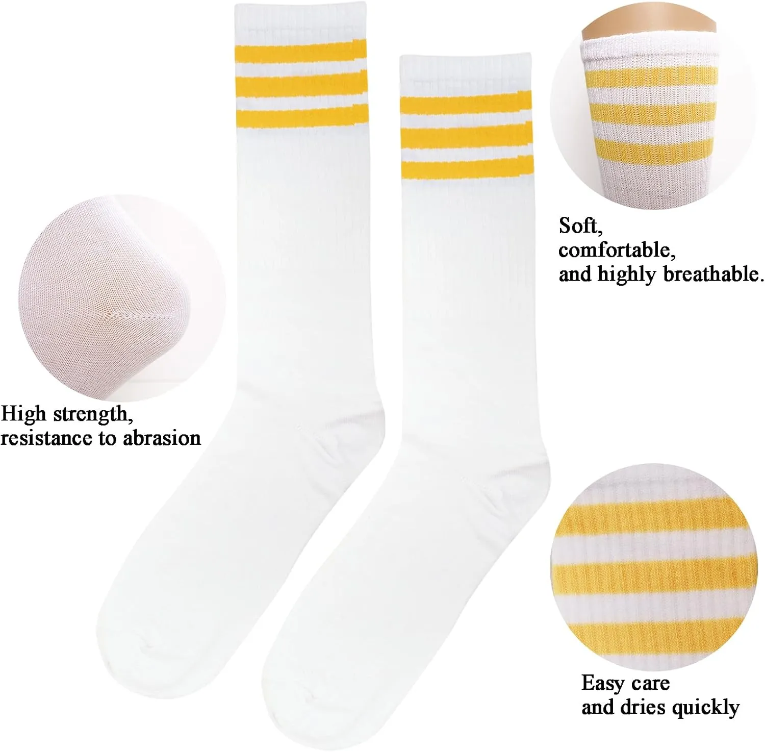 Fumwase 5 Pcs Sweatbands Striped Socks Set Headbans Wristbands Striped-Tube Socks 80s Sports Workout Sweat Bands Costume Accessory Pride Outfits for Women Men