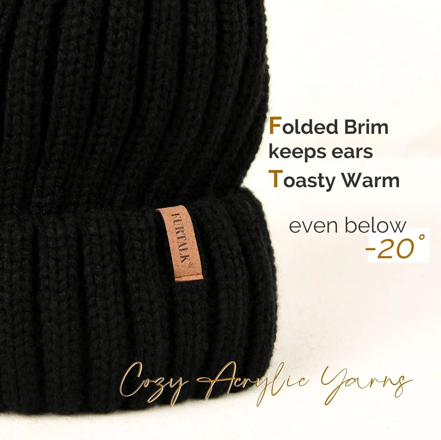 FURTALK Womens Winter Knitted Beanie Hat with Faux Fur Pom Warm Knit Skull Cap Beanie for Women