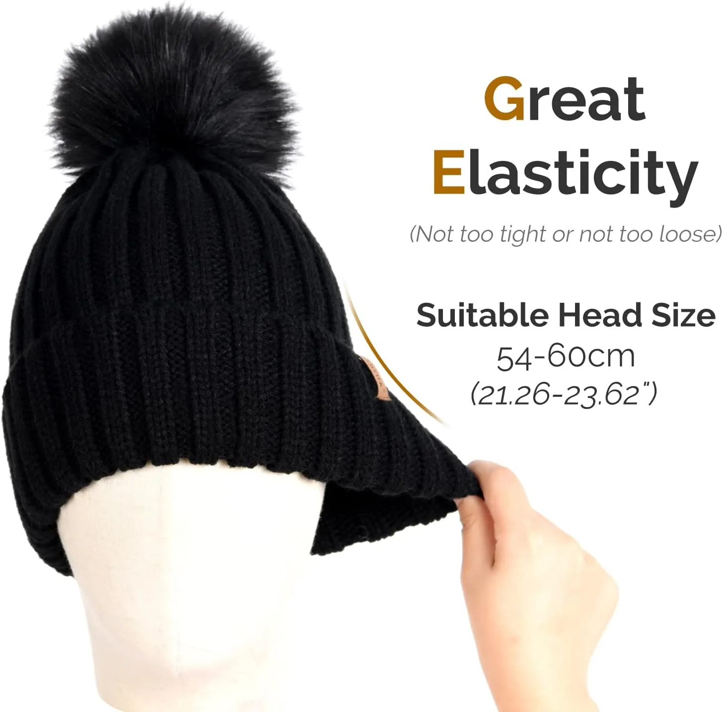 FURTALK Womens Winter Knitted Beanie Hat with Faux Fur Pom Warm Knit Skull Cap Beanie for Women