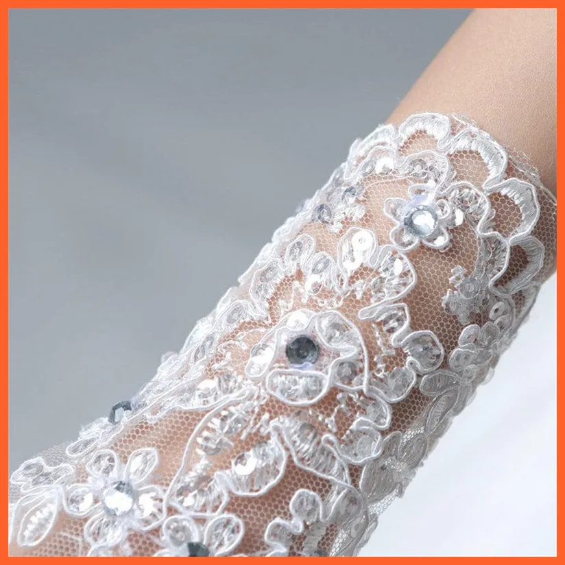 Girls Princess Gloves | Lace Diamond Glove Costume Wedding Accessories
