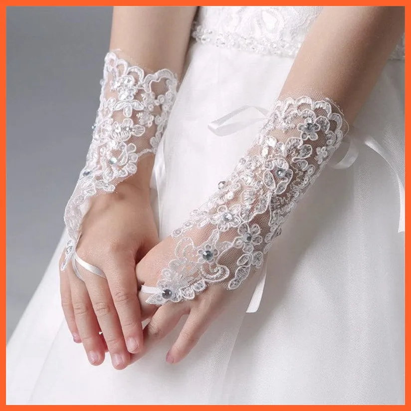 Girls Princess Gloves | Lace Diamond Glove Costume Wedding Accessories