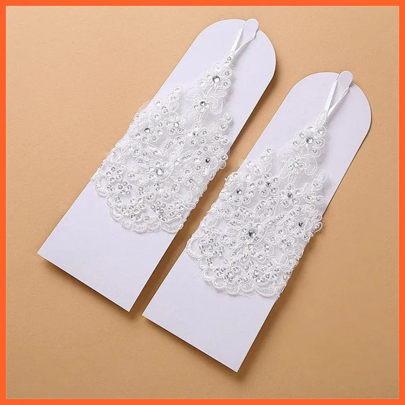 Girls Princess Gloves | Lace Diamond Glove Costume Wedding Accessories