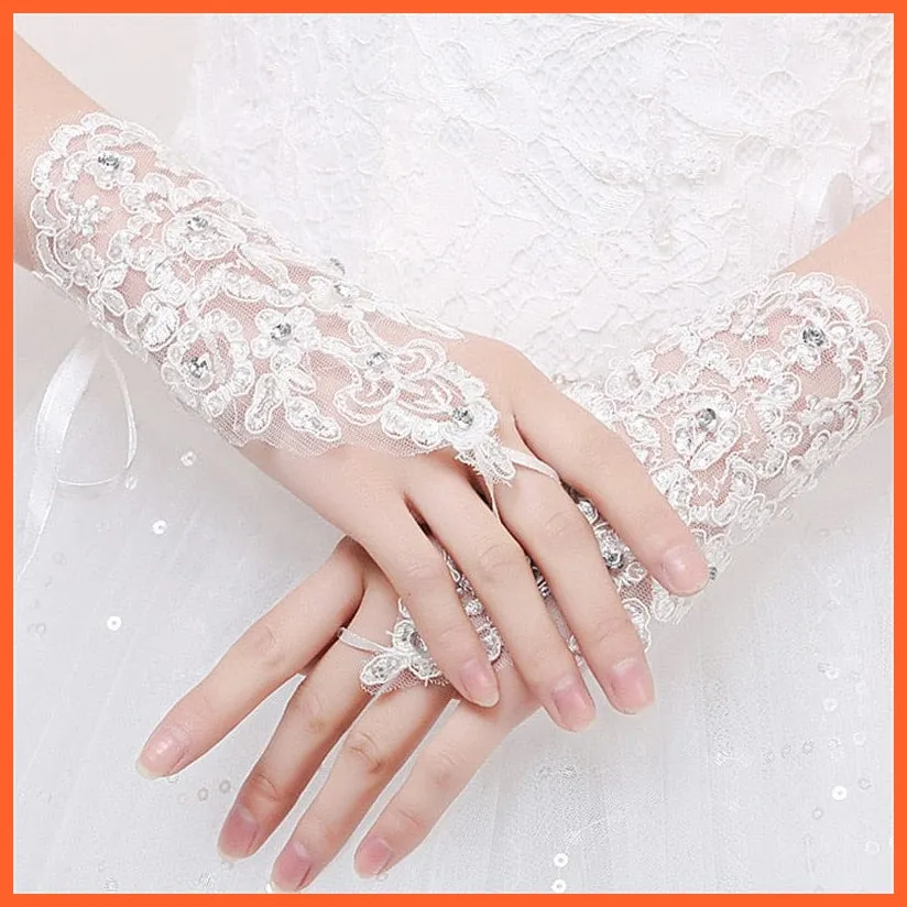 Girls Princess Gloves | Lace Diamond Glove Costume Wedding Accessories