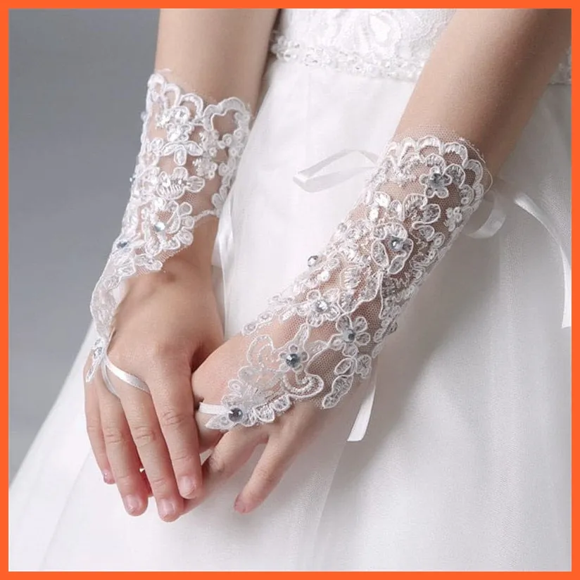 Girls Princess Gloves | Lace Diamond Glove Costume Wedding Accessories
