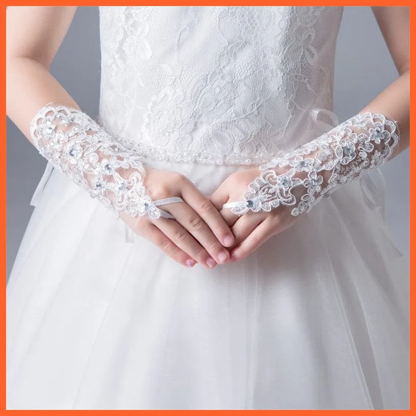 Girls Princess Gloves | Lace Diamond Glove Costume Wedding Accessories