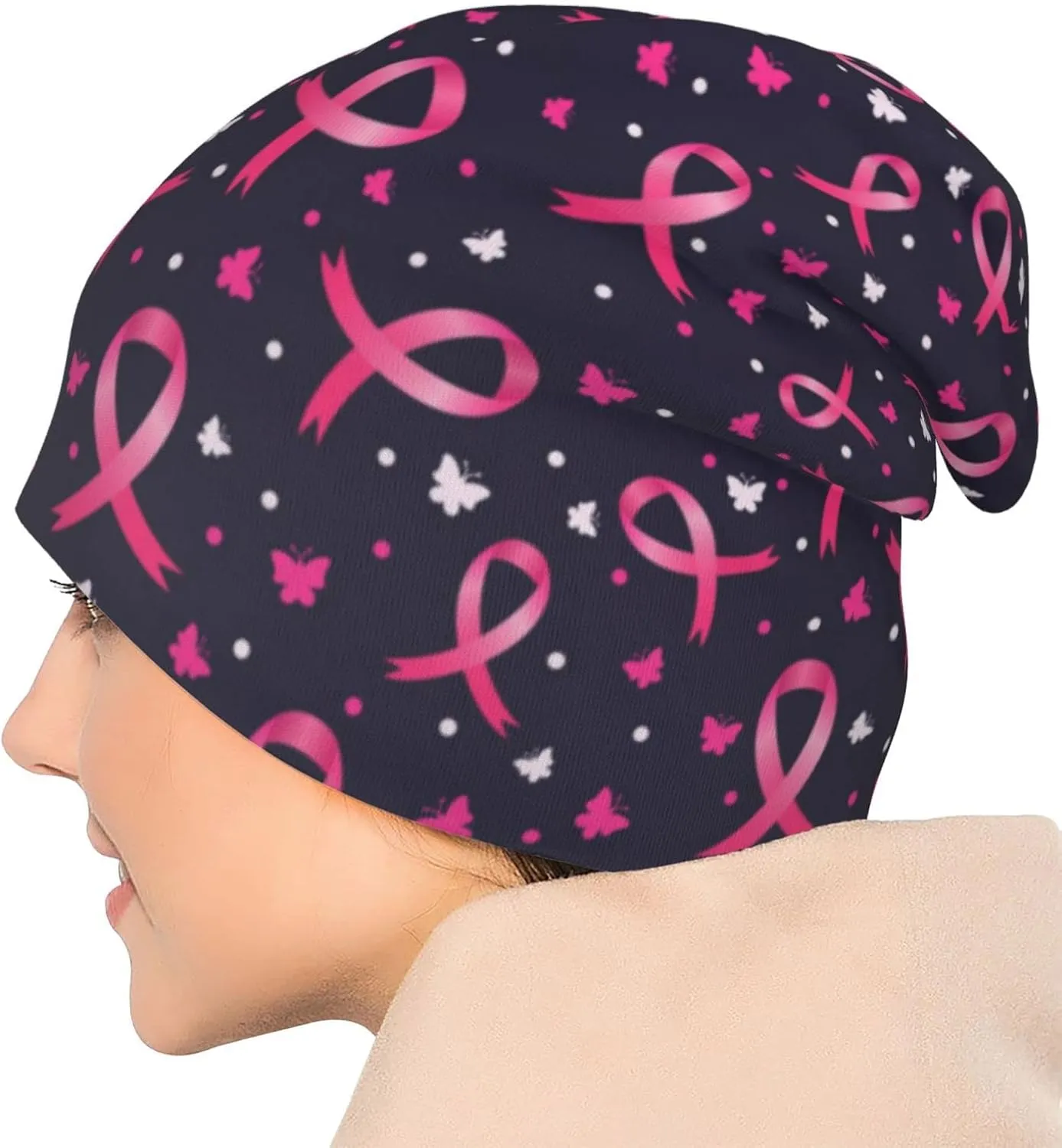 Heart Beanie Chemo Hat Cancer Headwear Knitted Hats Baggy Slouchy Scarf Nightcap for Adults Women Men
