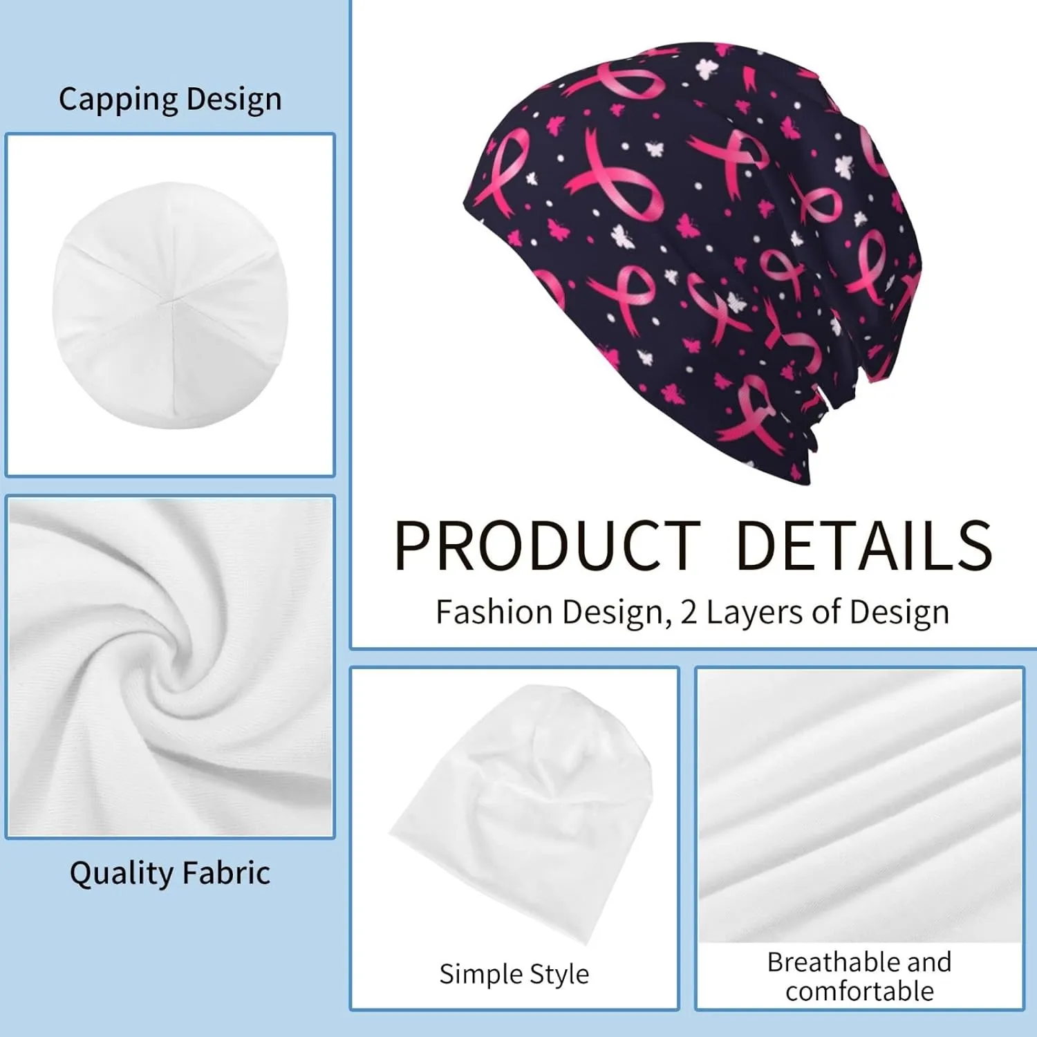 Heart Beanie Chemo Hat Cancer Headwear Knitted Hats Baggy Slouchy Scarf Nightcap for Adults Women Men
