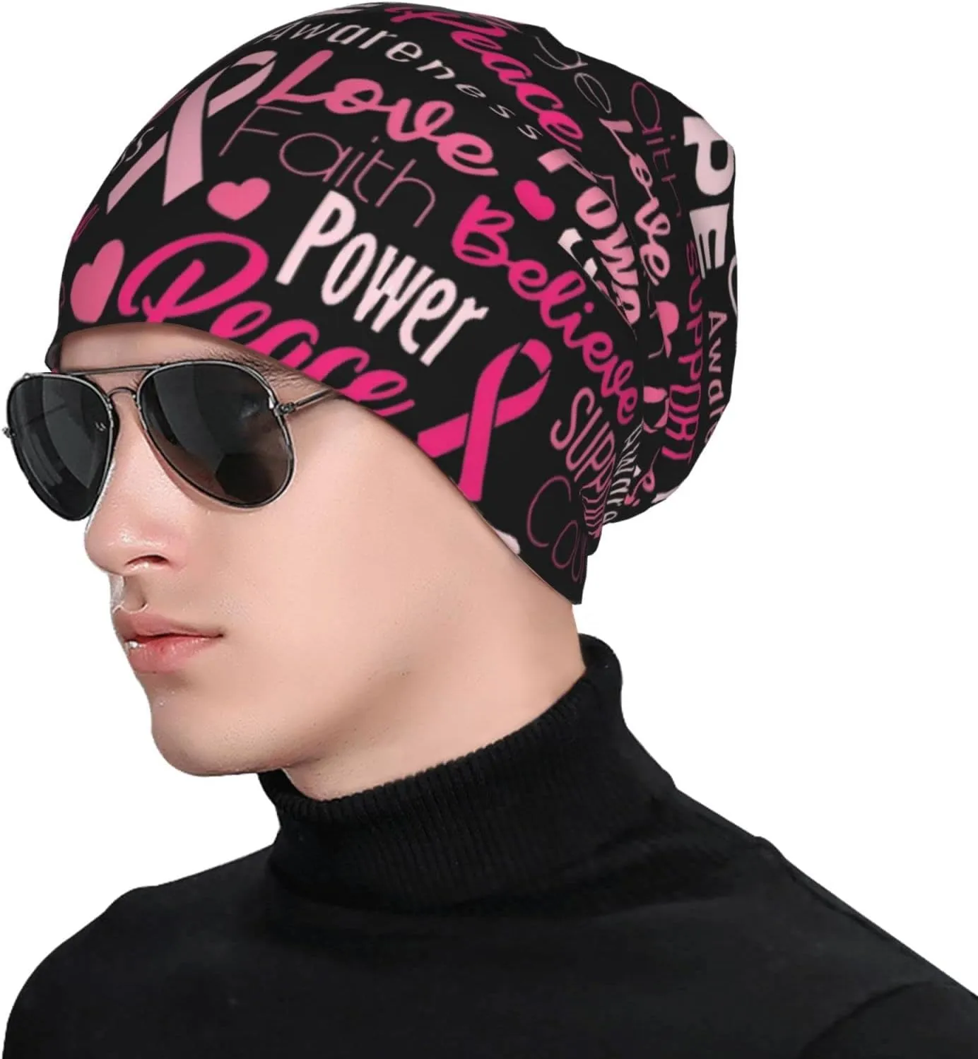 Heart Beanie Chemo Hat Cancer Headwear Knitted Hats Baggy Slouchy Scarf Nightcap for Adults Women Men