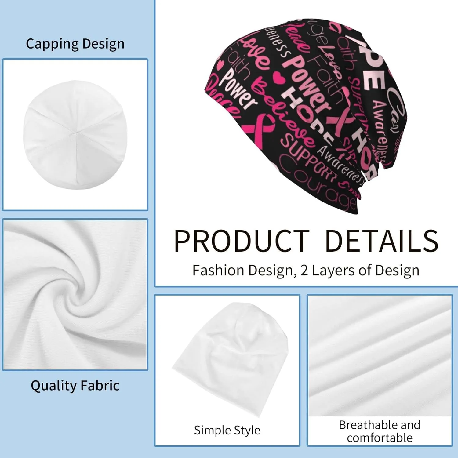 Heart Beanie Chemo Hat Cancer Headwear Knitted Hats Baggy Slouchy Scarf Nightcap for Adults Women Men