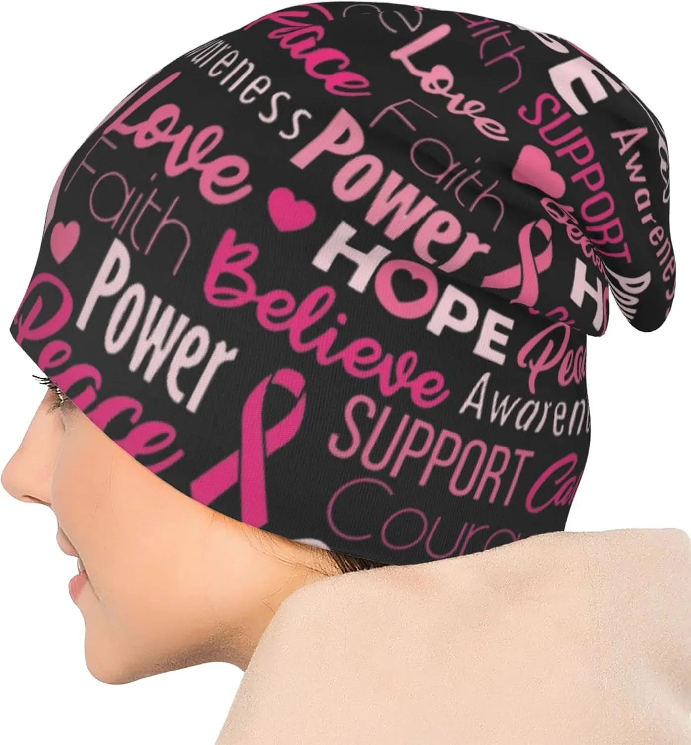 Heart Beanie Chemo Hat Cancer Headwear Knitted Hats Baggy Slouchy Scarf Nightcap for Adults Women Men