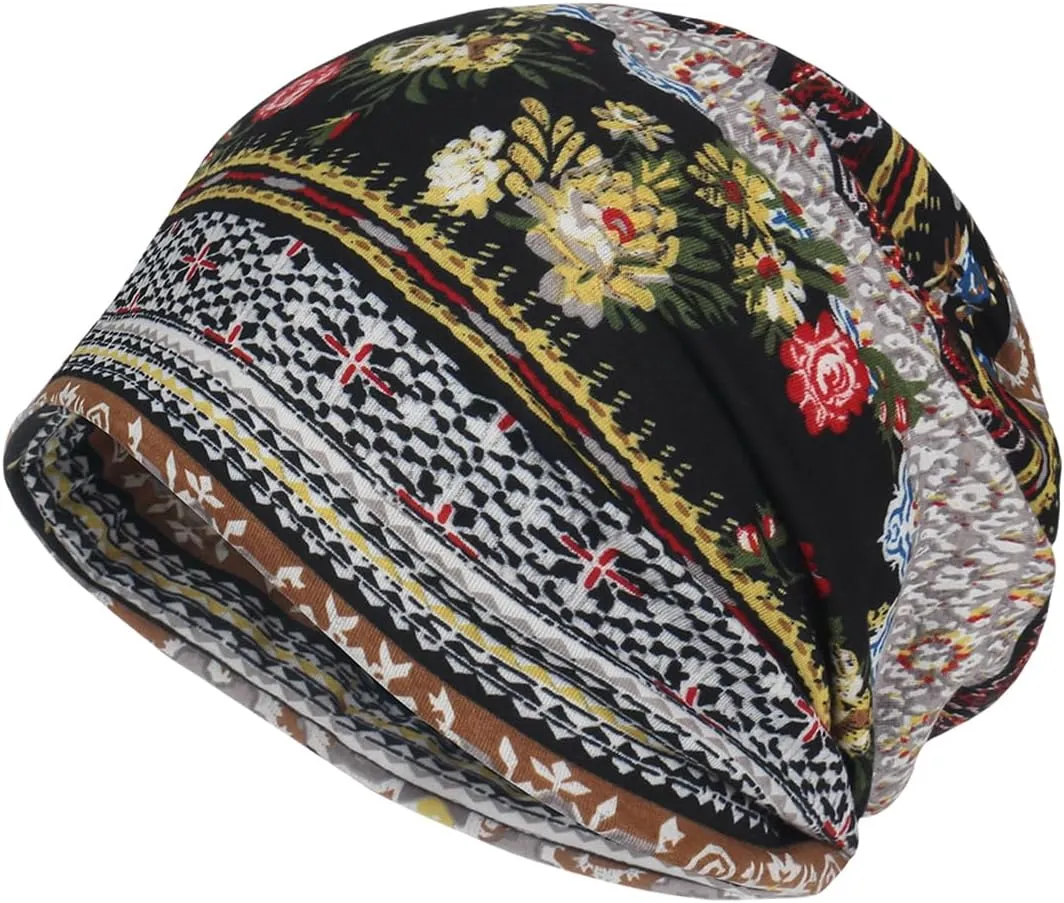 Jemis Versatile Soft-Feel Blend Beanie & Scarf - Stretch Boho Headwear for Chemo Ideal Easy Care