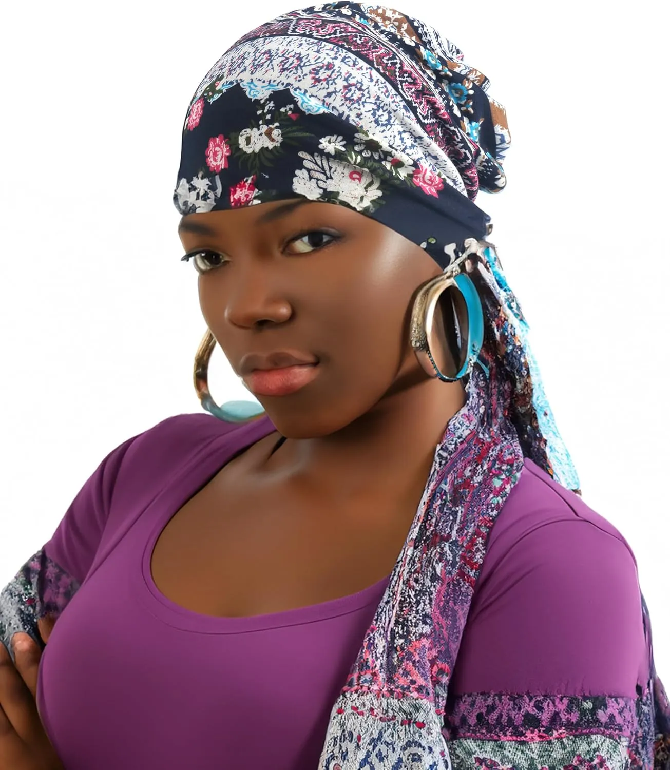 Jemis Versatile Soft-Feel Blend Beanie & Scarf - Stretch Boho Headwear for Chemo Ideal Easy Care