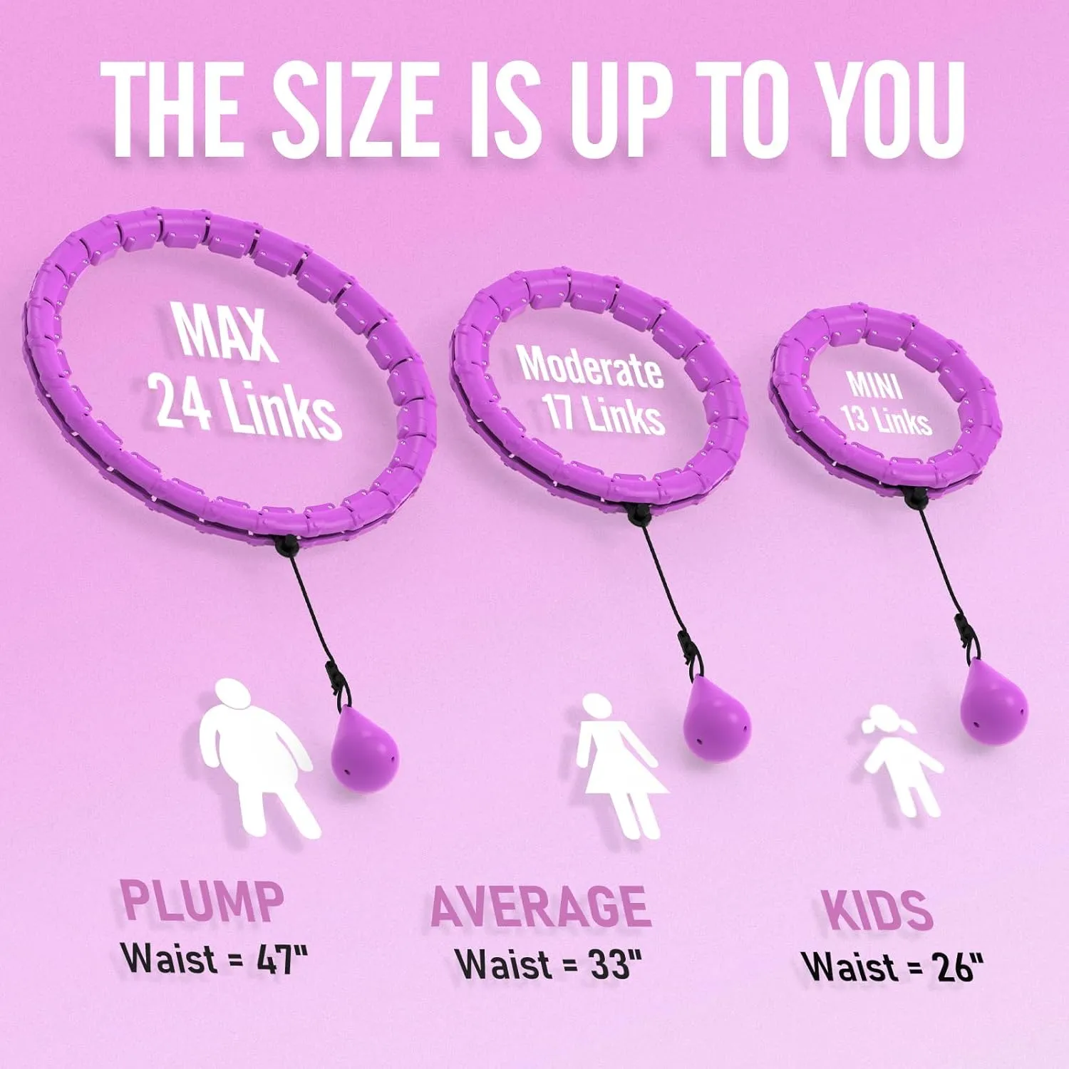 JKSHMYT Weighted Hula Circle Hoops for Adults Weight Loss, Infinity Fitness Hoop Plus Size 47 Inch, 24 Detachable Links, Exercise Hoop Suitable for Women and Beginners