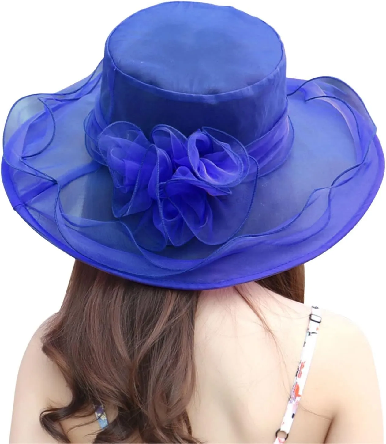 Kentucky-Derby Hats for Women Elegant Tea Party Organza Fascinator Hat Church Bridal Wedding Dress Cap Summer Sunhat