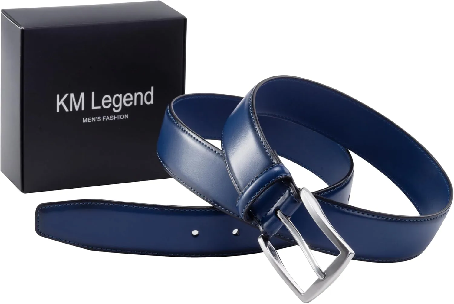 KM Legend Mens Leather Dress Belt for Work Business and Casual