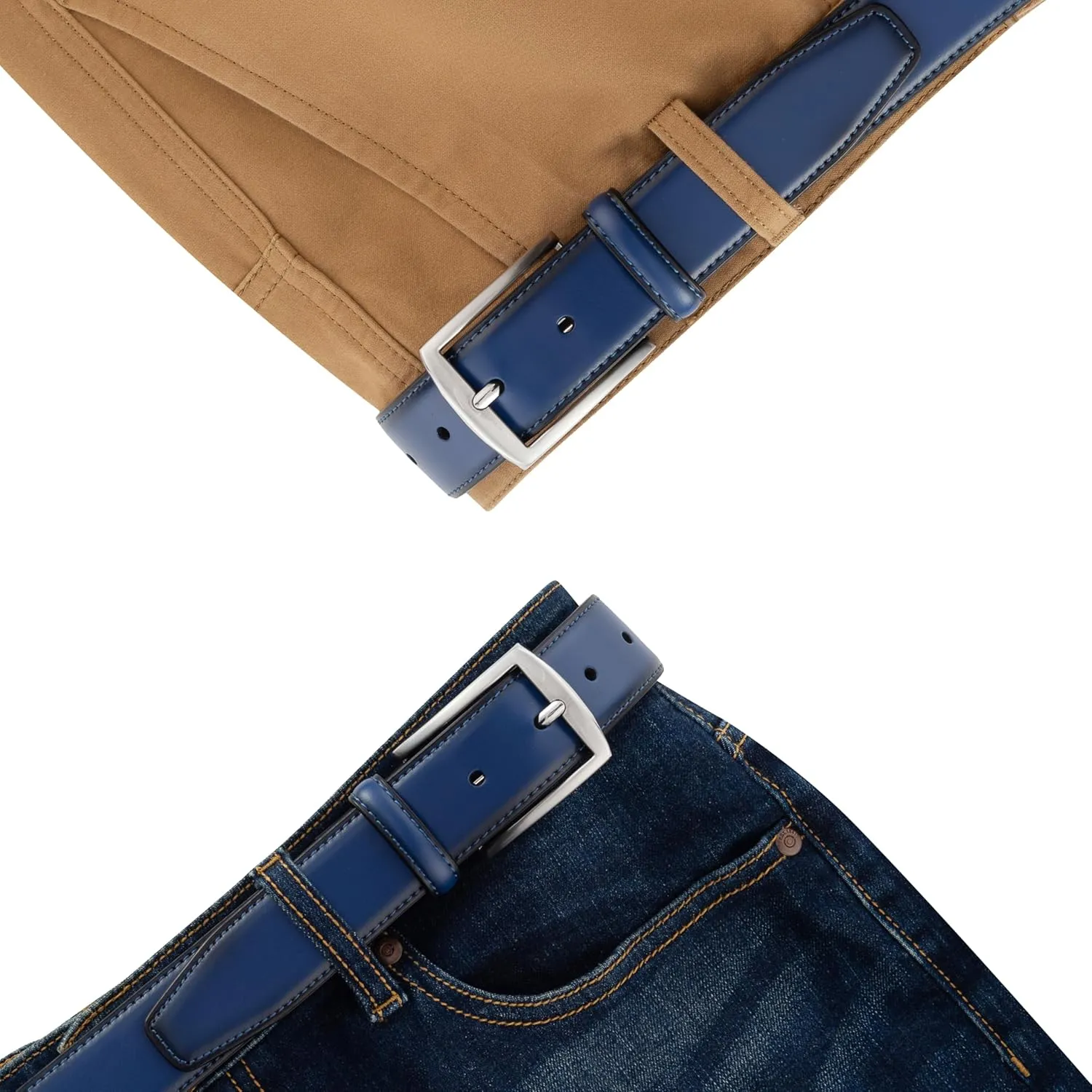 KM Legend Mens Leather Dress Belt for Work Business and Casual
