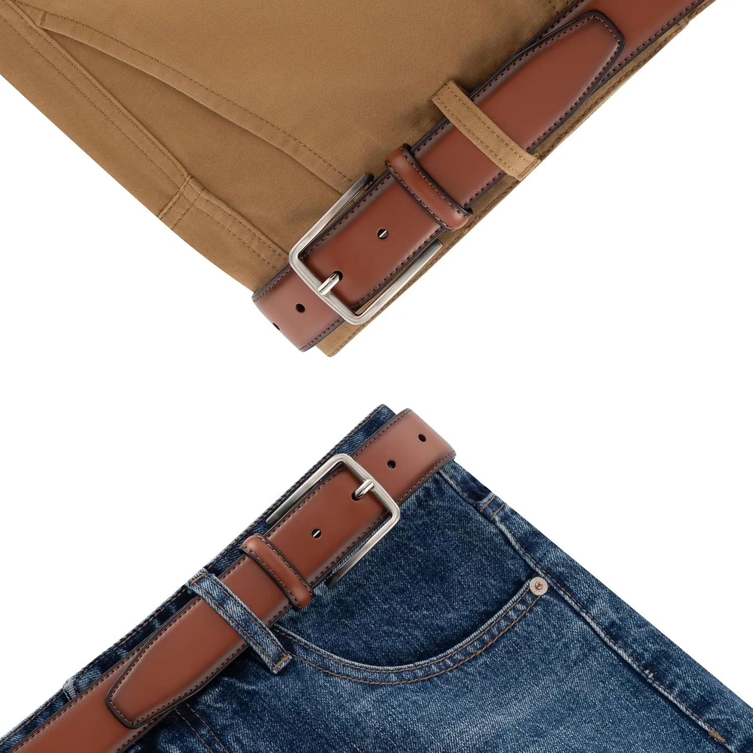 KM Legend Mens Leather Dress Belt for Work Business and Casual