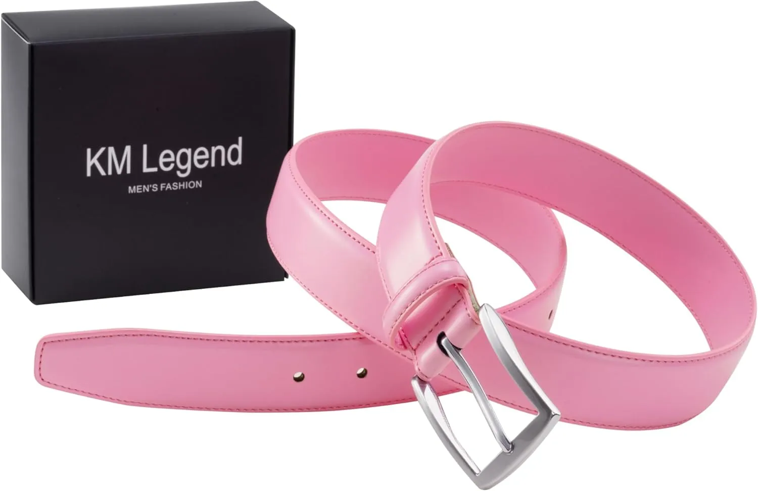 KM Legend Mens Leather Dress Belt for Work Business and Casual