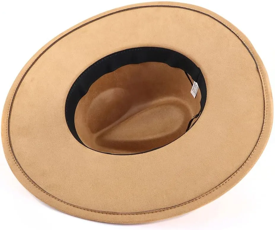 LIDHAY Big Wide Brim Fedora Hats for Women Men Western Suede Hat Large Felt Panama Hat Rancher Hat