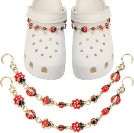 LOVE Heart Shoe Chain for Clog Sandals, 2Pcs Bling Shoe Chain Charms for Women, Cute DIY Shoe Decoration Charms for Party Favor