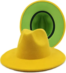 Men Fedora Hat Women Winter Autumn Double-Sided Jazz Hat Woolen Hat Flat Brim Hat,31-58-61cm