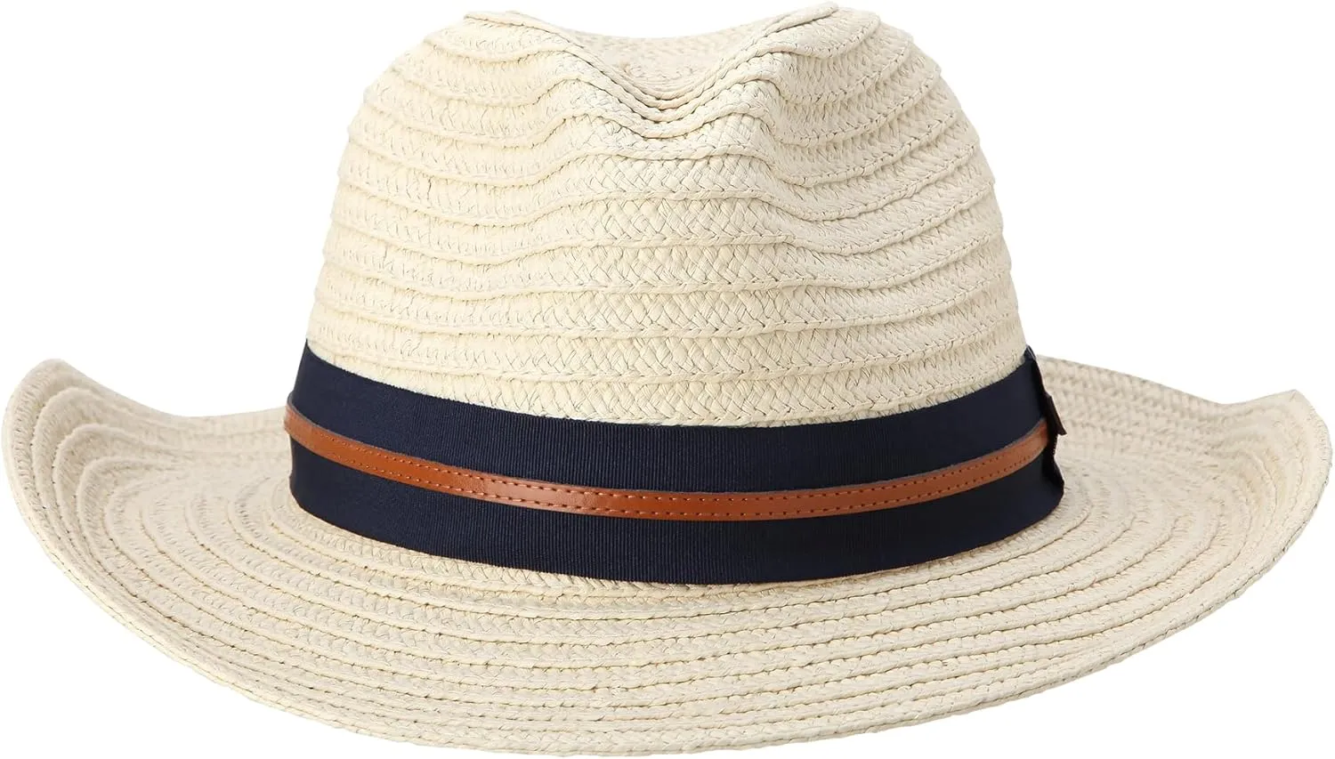 Nautica Men's Fedora Hat - Classic Brim Straw Sun Hat with UV Protection and Decorative Band for Outdoor Adventures