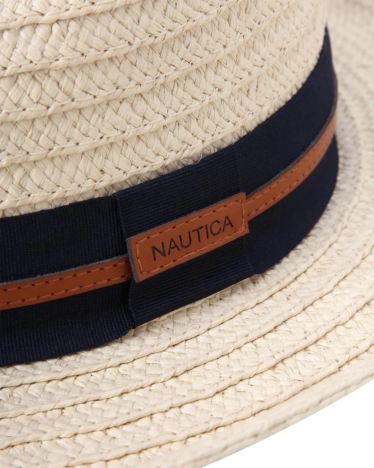 Nautica Men's Fedora Hat - Classic Brim Straw Sun Hat with UV Protection and Decorative Band for Outdoor Adventures