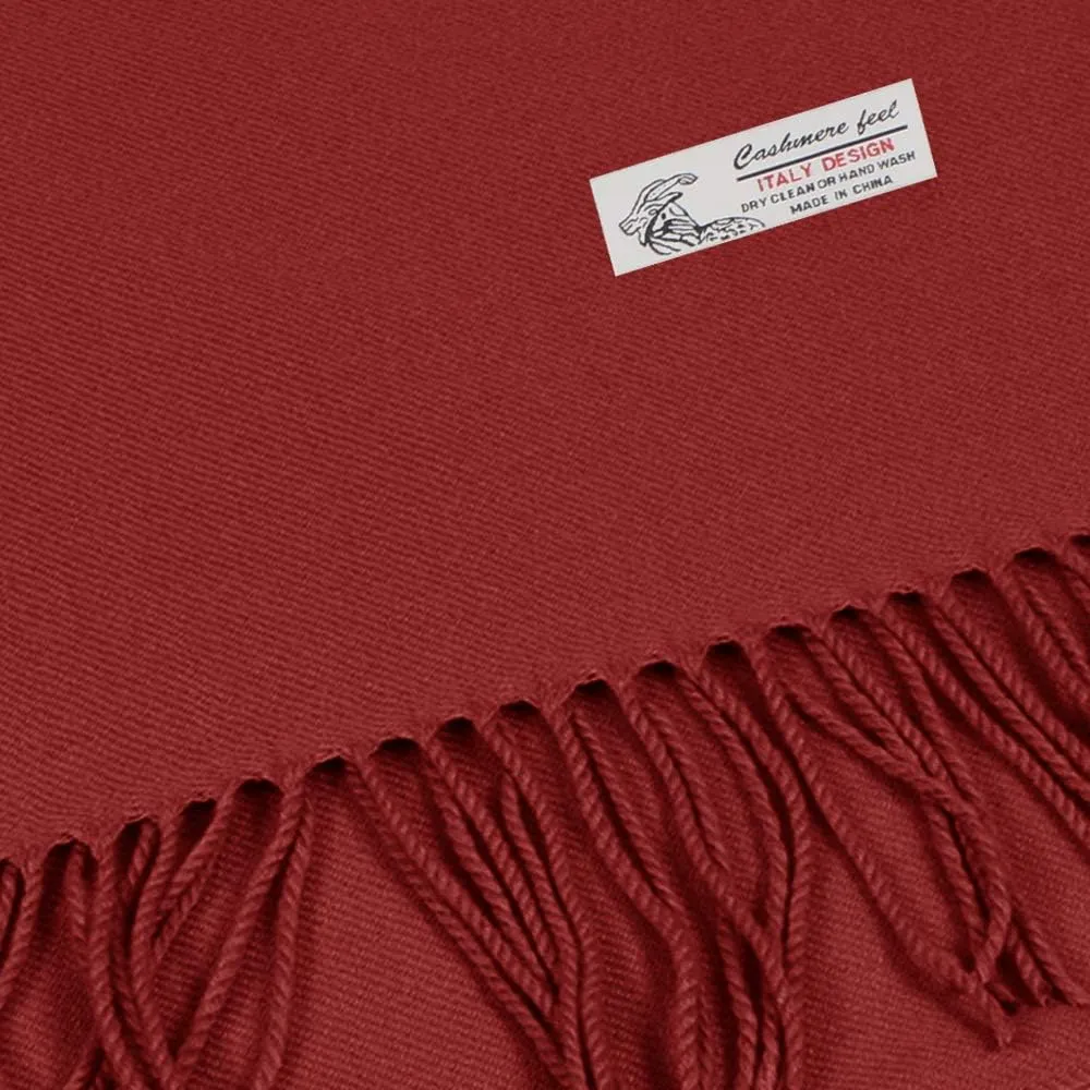 Plain Solid Color Cashmere Feel Classic Soft Luxurious Winter Scarf For Men Women
