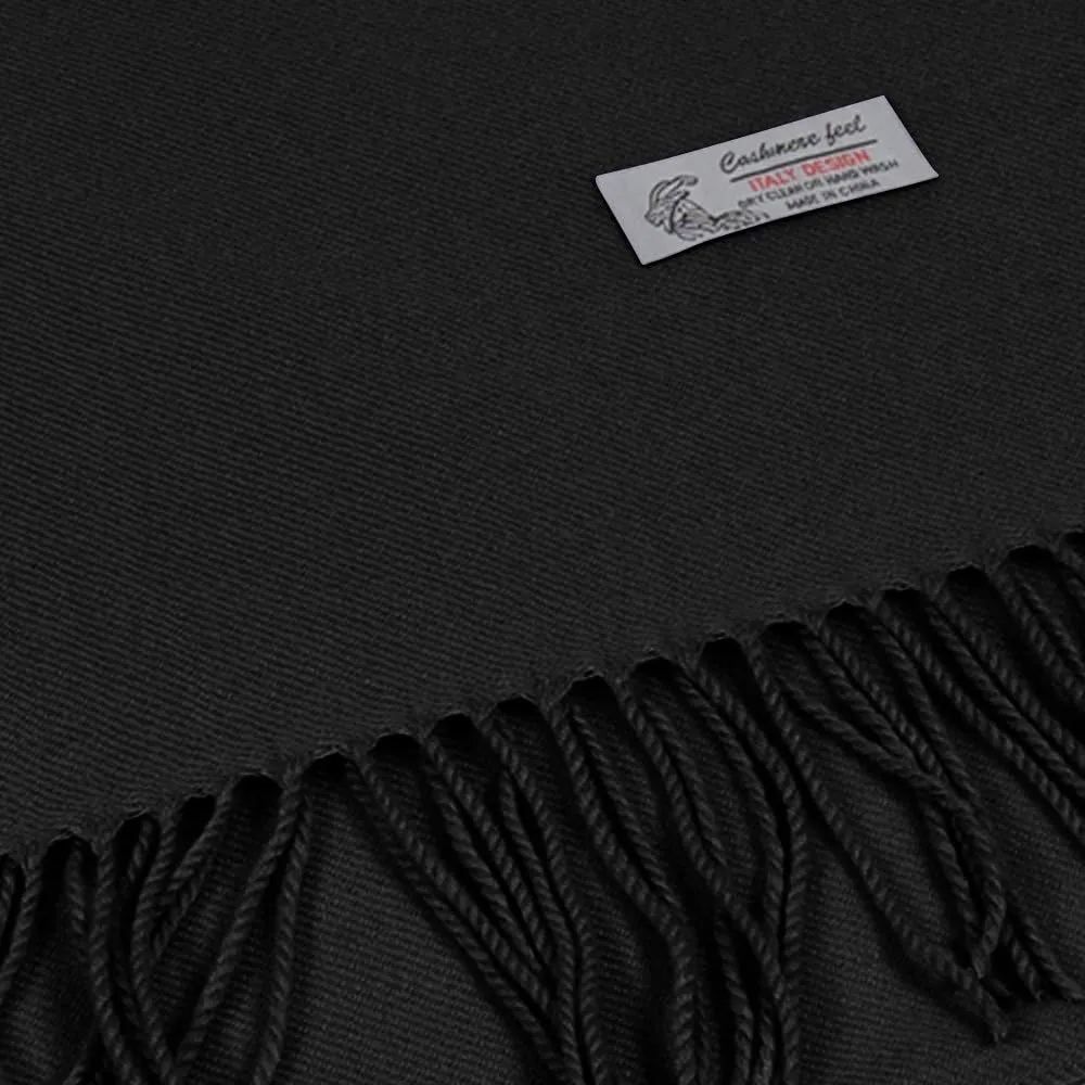 Plain Solid Color Cashmere Feel Classic Soft Luxurious Winter Scarf For Men Women