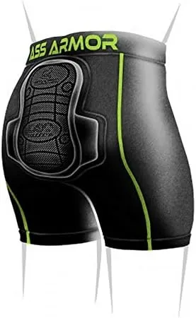 Protective Padded Compression Shorts for Snowboard,Skate and Ski for Tailbone (Black, X-Large)
