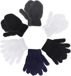 SATINIOR 6 Pairs Toddler Knitted Gloves Kids Winter Warm Stretchy Mittens Soft Lightweight Mittens for Boys and Girls