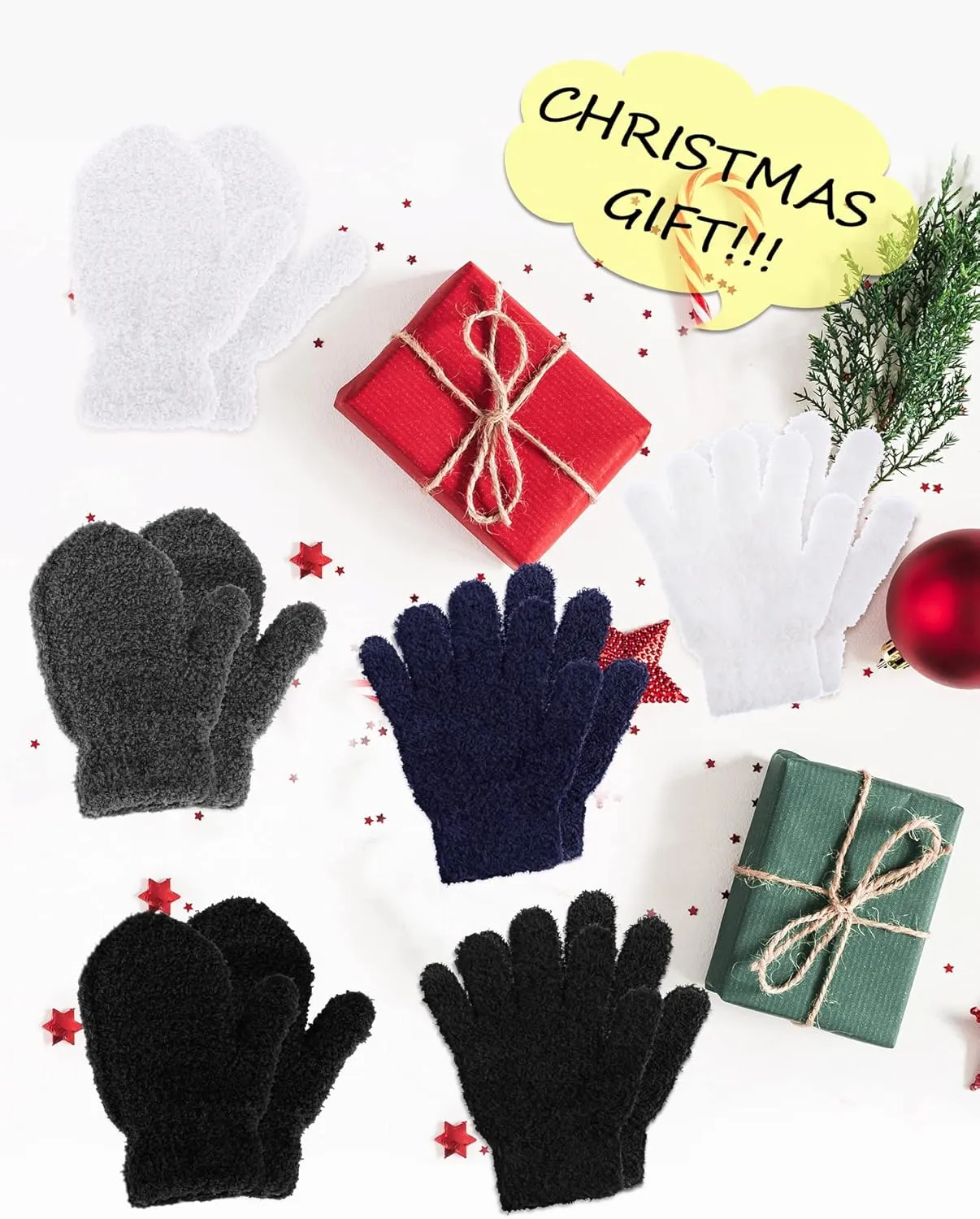 SATINIOR 6 Pairs Toddler Knitted Gloves Kids Winter Warm Stretchy Mittens Soft Lightweight Mittens for Boys and Girls