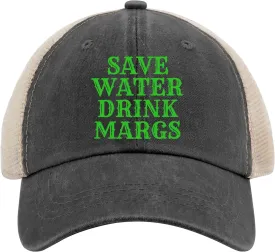 Save Water Drink Margs Trucker Hat Men Funny Mesh Cap for Summer