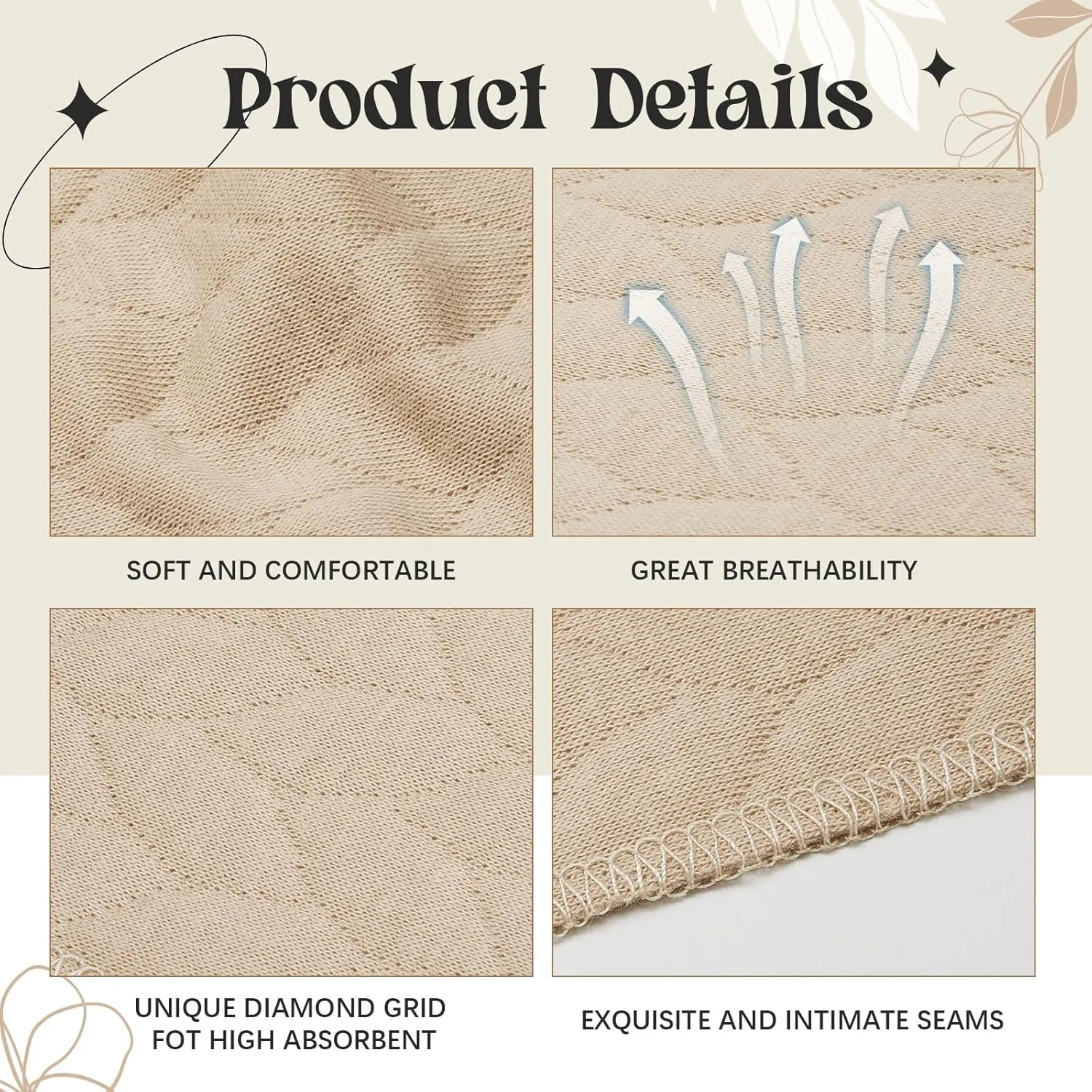 Toulite 10 Pcs Cotton Bra Liners 3 Layer Rectangle Under Bra Pads Sweat Liners for Women Sweating Supplies