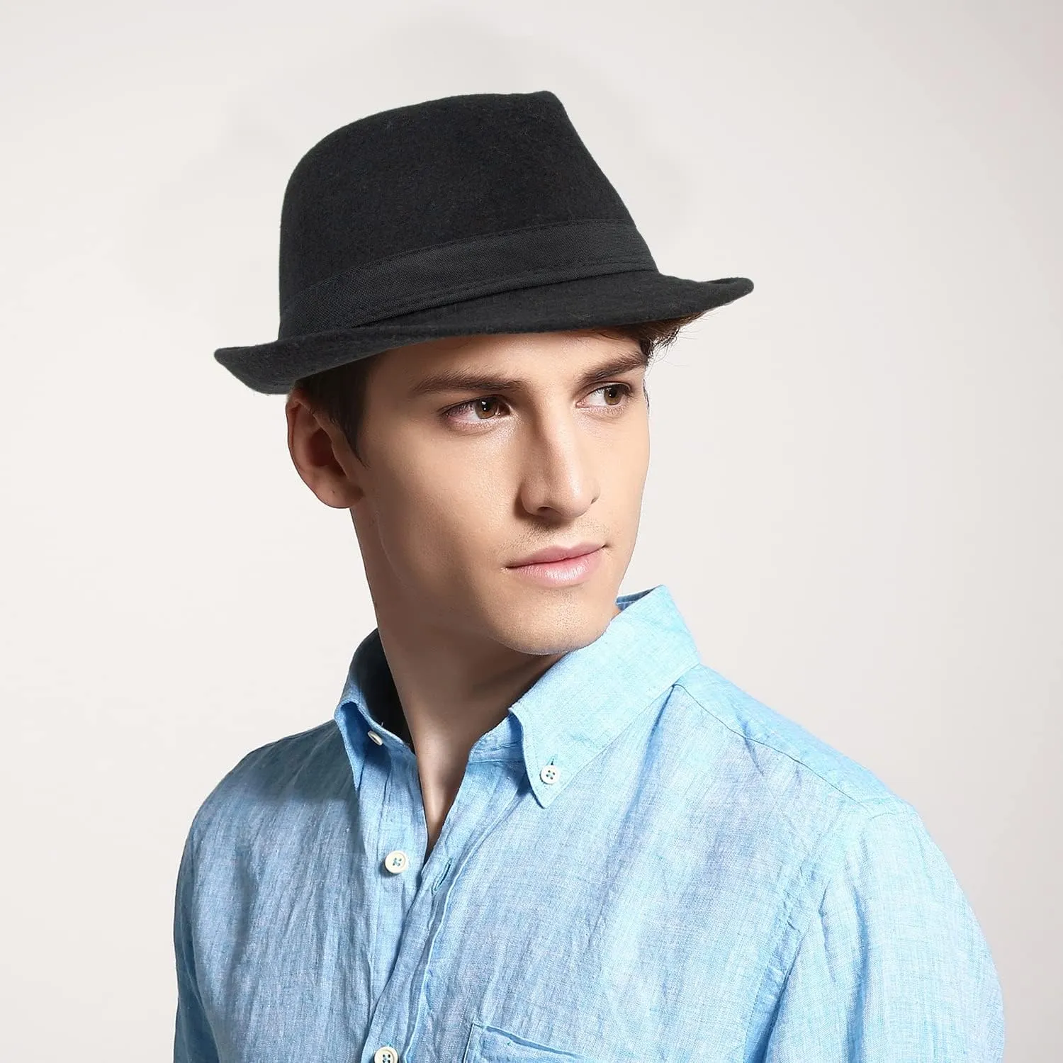 Unisex Classic Fedora Hat Manhattan 1920s Short-Brim Panama Jazz Hats for Men Women