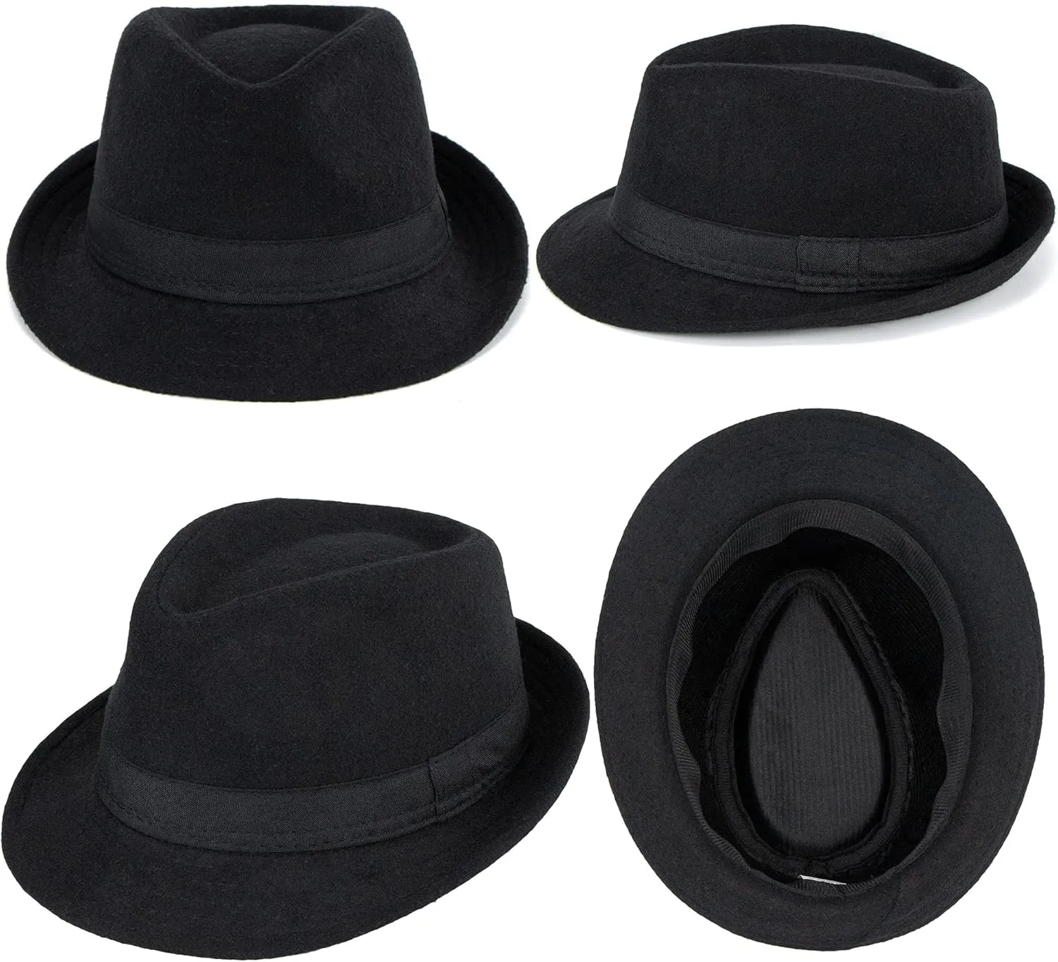 Unisex Classic Fedora Hat Manhattan 1920s Short-Brim Panama Jazz Hats for Men Women