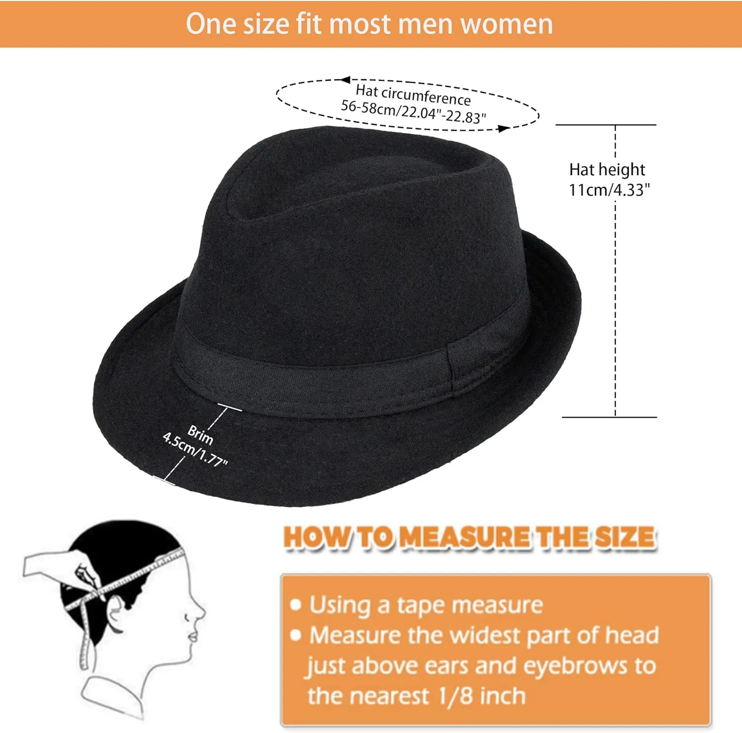 Unisex Classic Fedora Hat Manhattan 1920s Short-Brim Panama Jazz Hats for Men Women