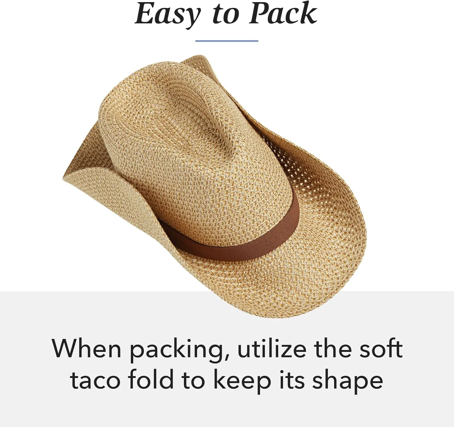 Wallaroo Hat Company Mens Outback Fedora  Lightweight Wide Brim Natural Fiber Hat, UPF 50  UV Protection, Travel Sun Hat