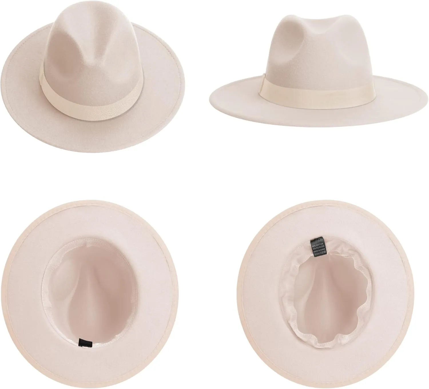 Wide Brim Fedora Hats for Women & Men Classic Dress Panama Hat Adjustable Felt Hat with Band