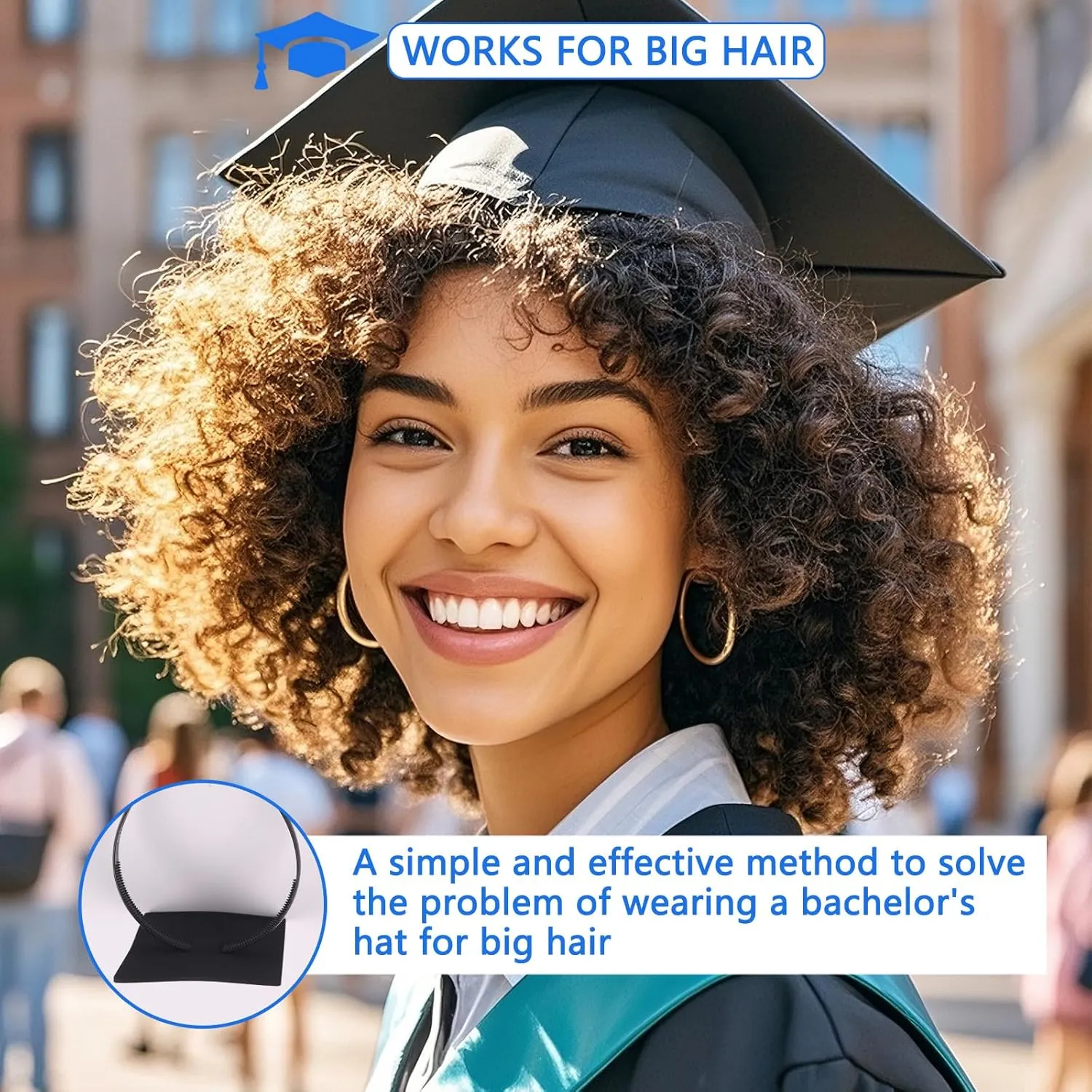 ZEYER Graduation Cap Headband Grad Caps Headband Insert, Adjustable, Secures Cap and Keeps Hairstyle,Hat Accessories